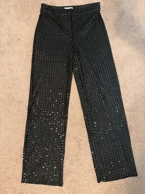 Zara Black Sheer Sequined Pants